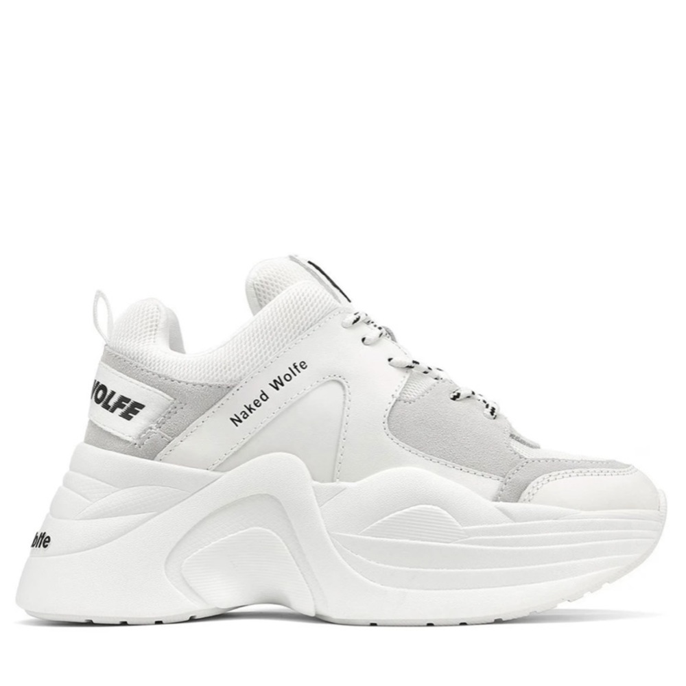 NAKED WOLFE TRACK WHITE VEGAN LEATHER SNEAKERS